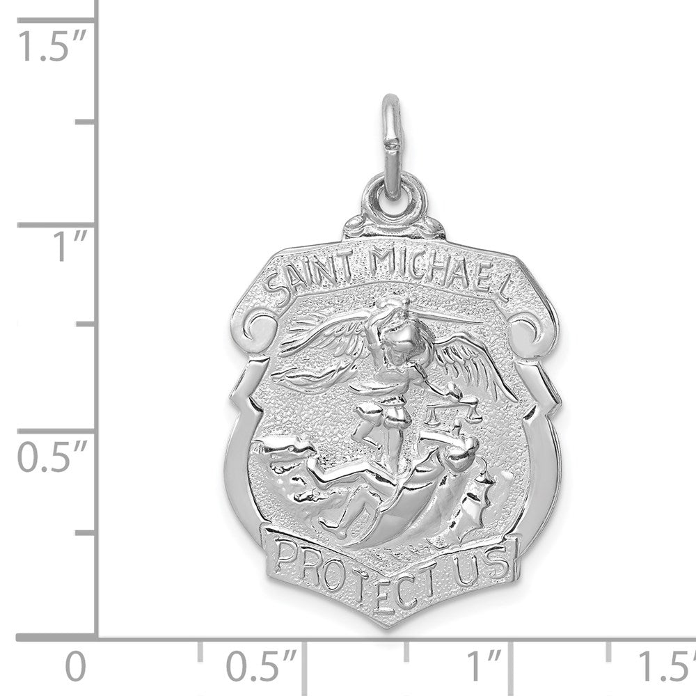 Extel Large Sterling Silver Saint Michael Pendant Charm Made in USA