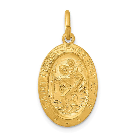Extel Large 24k Gold-plated Sterling Silver Patron Saint Christopher Medal Pendant Charm, Made in USA
