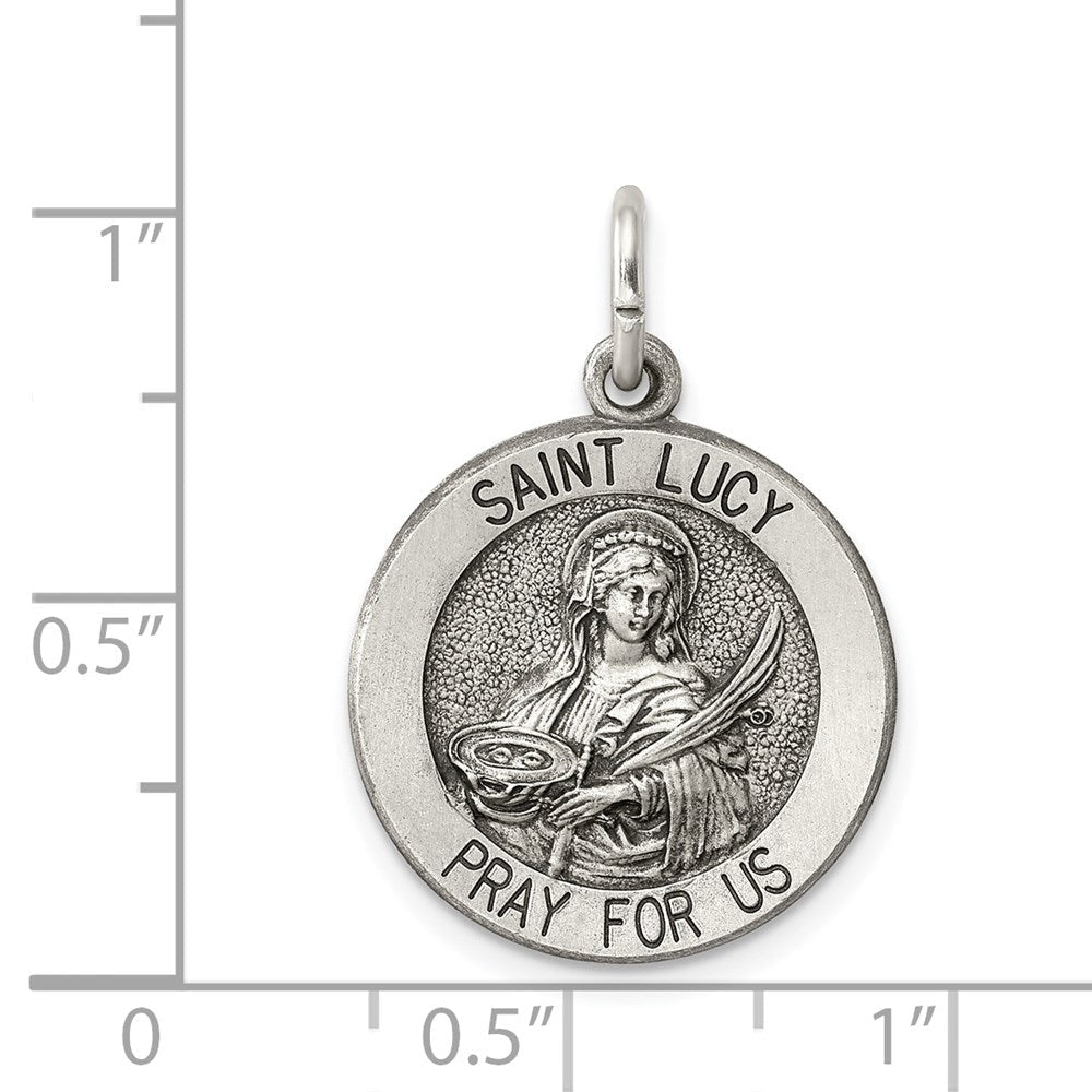 Extel Large Sterling Silver Antiqued Saint Lucy Medal Pendant