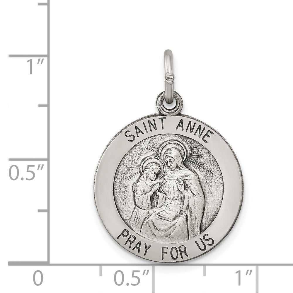 Extel Large Sterling Silver Antiqued Saint Anne Medal Charm