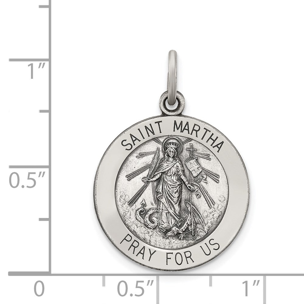 Extel Large Sterling Silver Antiqued Saint Martha Medal Charm