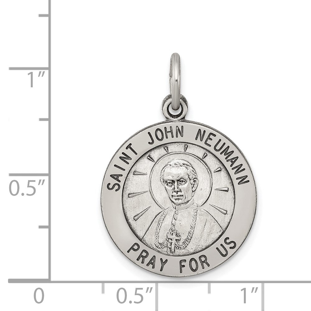 Extel Large Sterling Silver Antiqued Saint John Neumann Medal