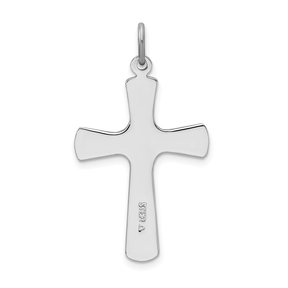 Extel Large Sterling Silver Enamel Cross Pendant Charm