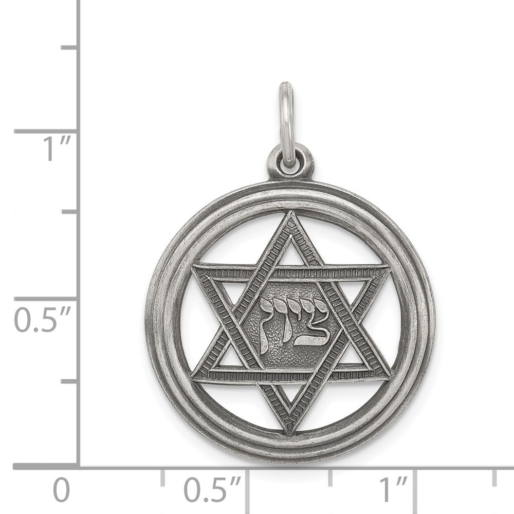 Extel Large Sterling Silver Antiqued Star of David Pendant