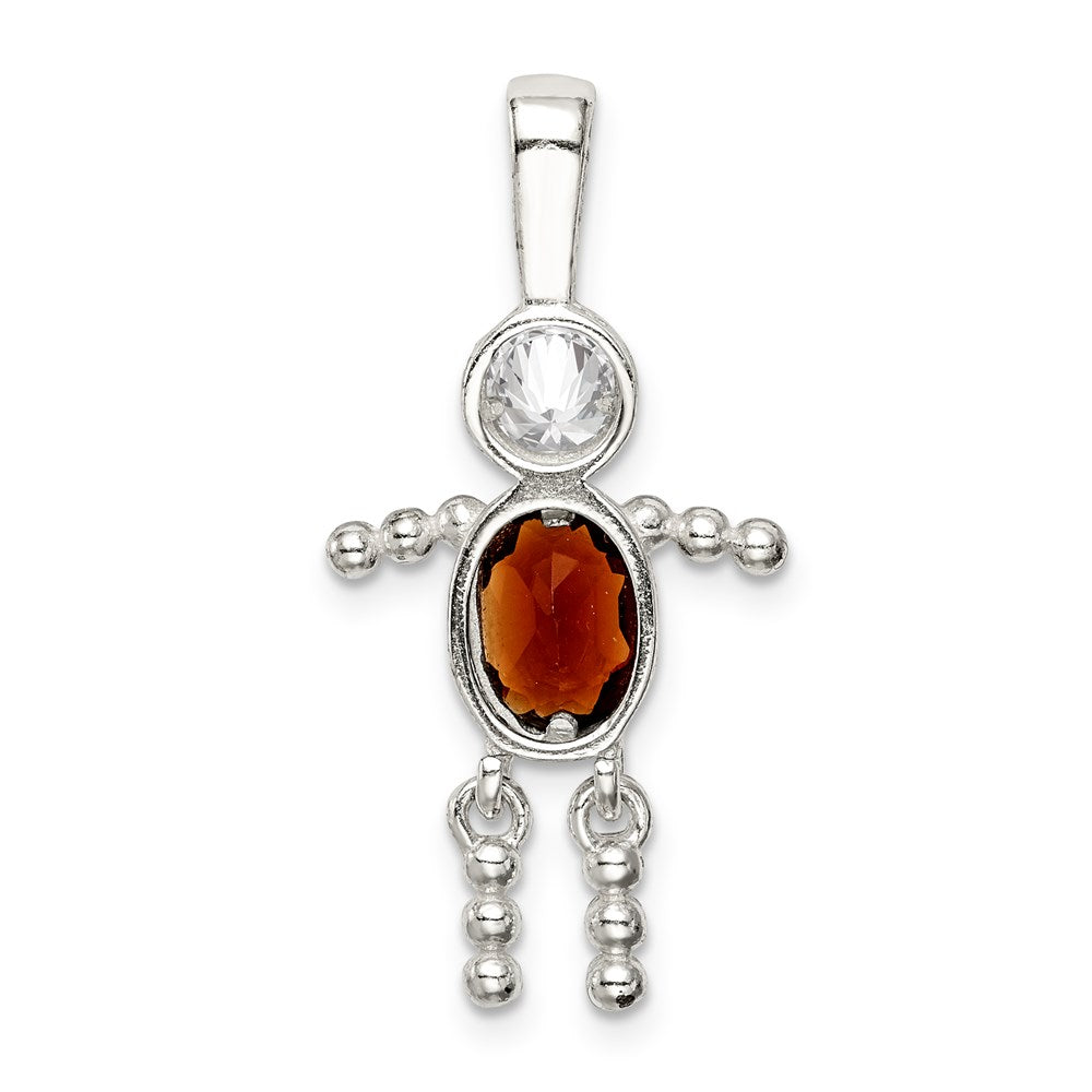 Extel Large Sterling Silver Cubic Zirconia January Boy Pendant