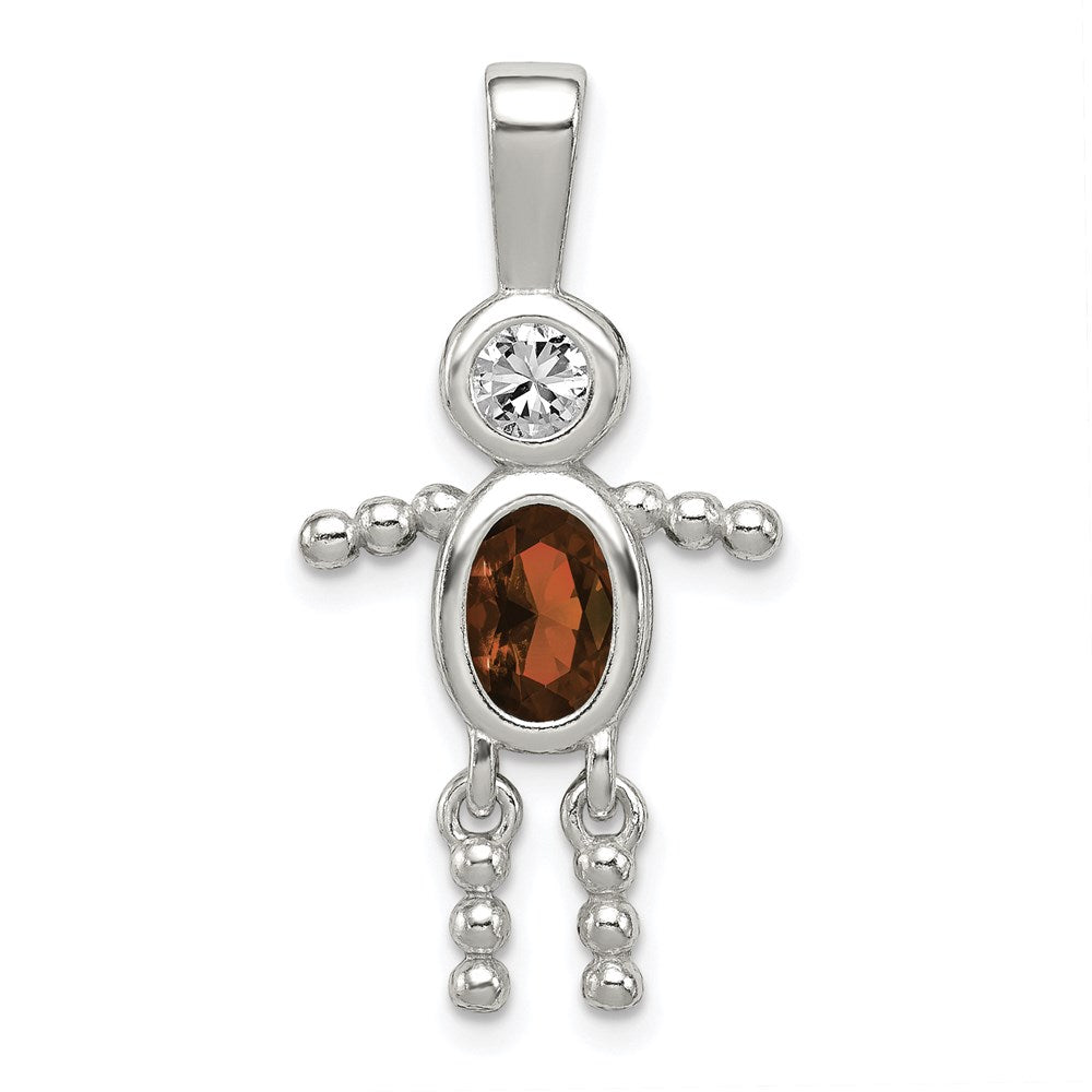 Extel Large Sterling Silver Cubic Zirconia January Boy Pendant