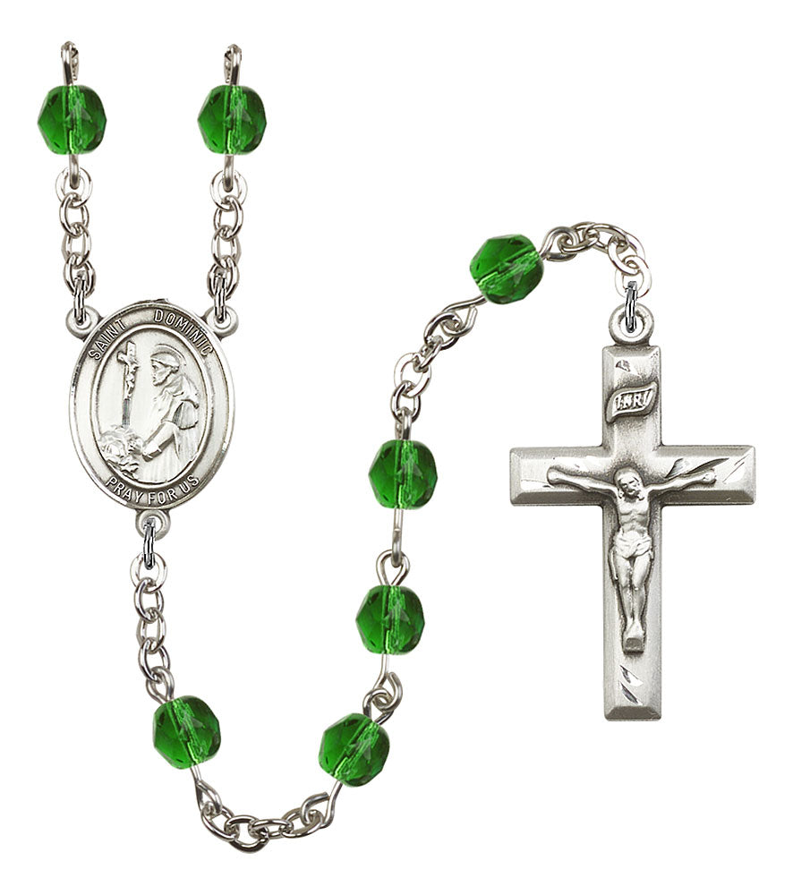 Extel St. Dominic de Guzman Catholic Rosary Beads May Birthstone Emerald