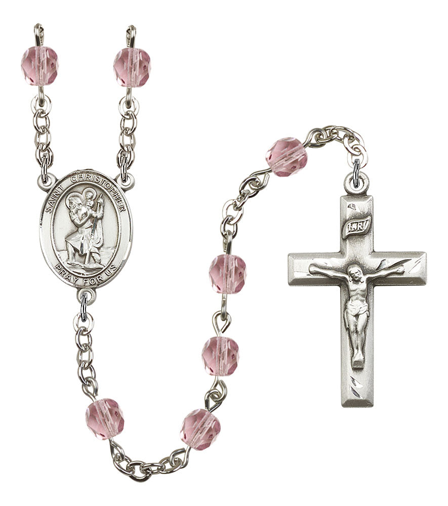 Extel St. Christopher Catholic Rosary Beads Light Amethyst