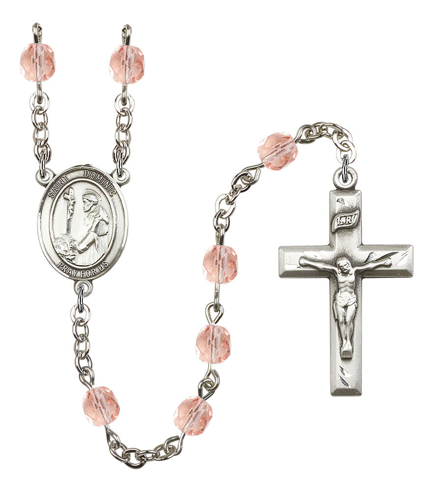 Extel St. Dominic de Guzman Catholic Rosary Beads October Rose
