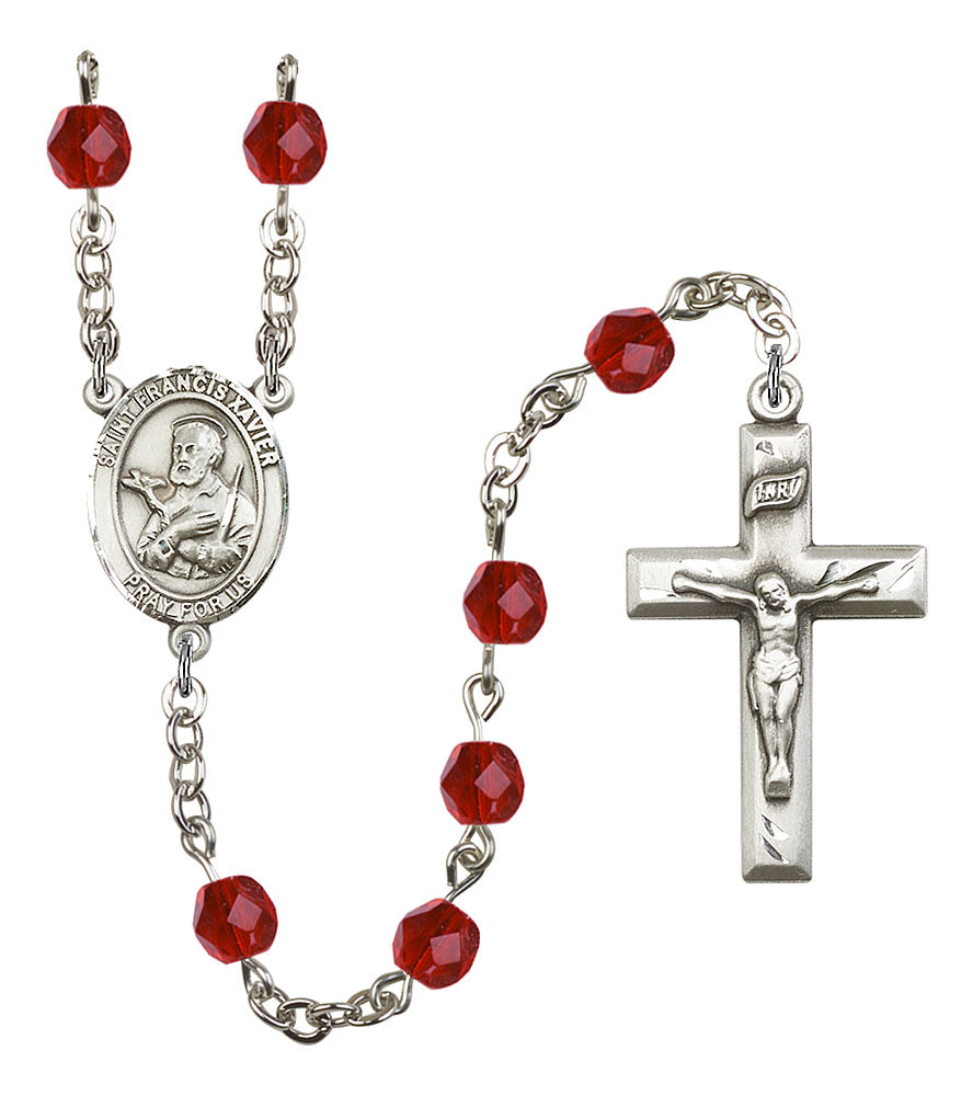 Extel St. Francis Xavier Catholic Rosary Beads July Ruby