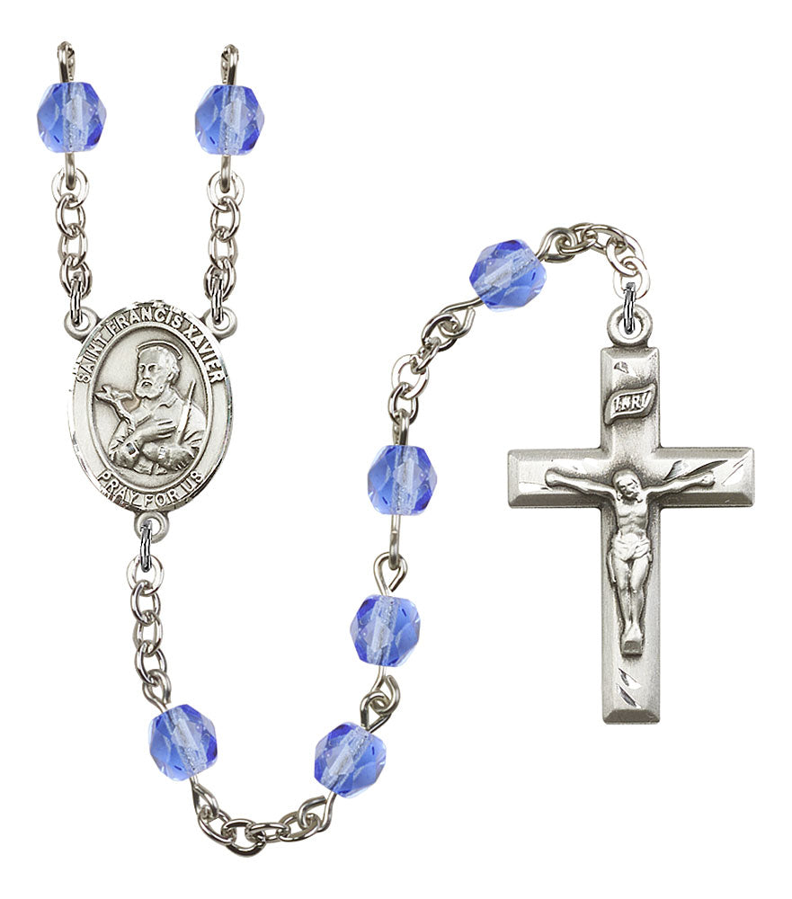 Extel St. Francis Xavier Catholic Rosary Beads September Sapphire