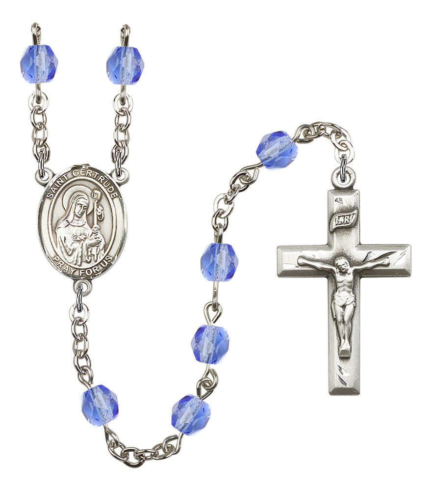Extel St. Gertrude Catholic Rosary Beads September Sapphire