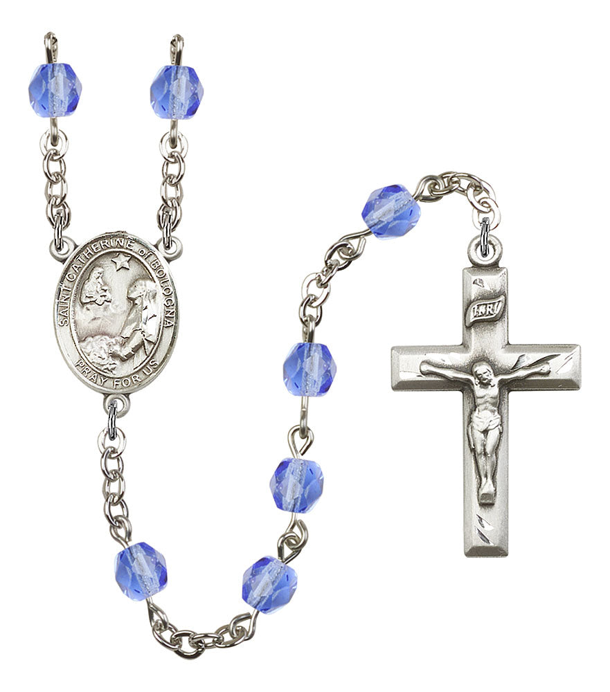 Extel St. Catherine of Bologna Catholic Rosary Beads Sapphire