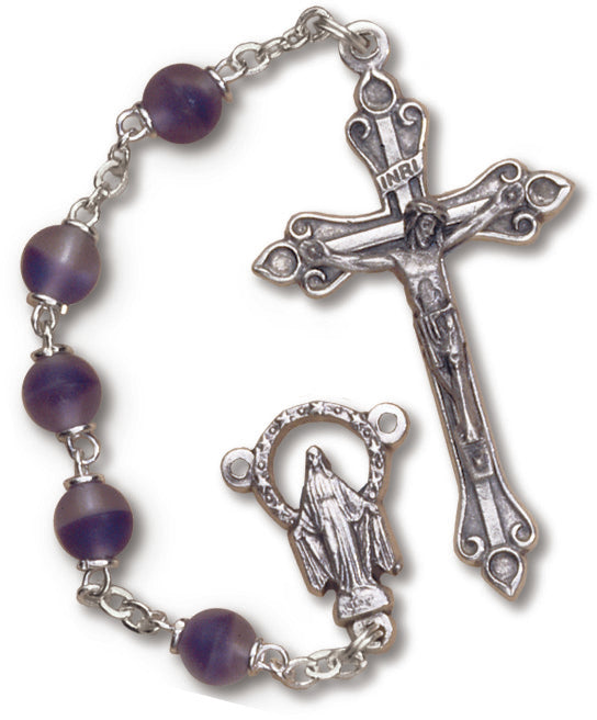 Women's Medium Amethyst Catholic Rosary Beads Glass Beads
