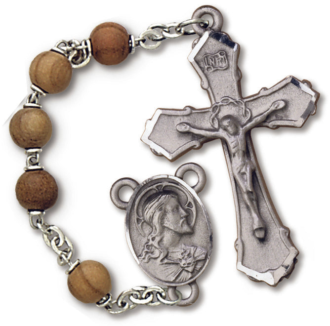 Men's Medium Brown Catholic Rosary Beads Olive Wood Beads
