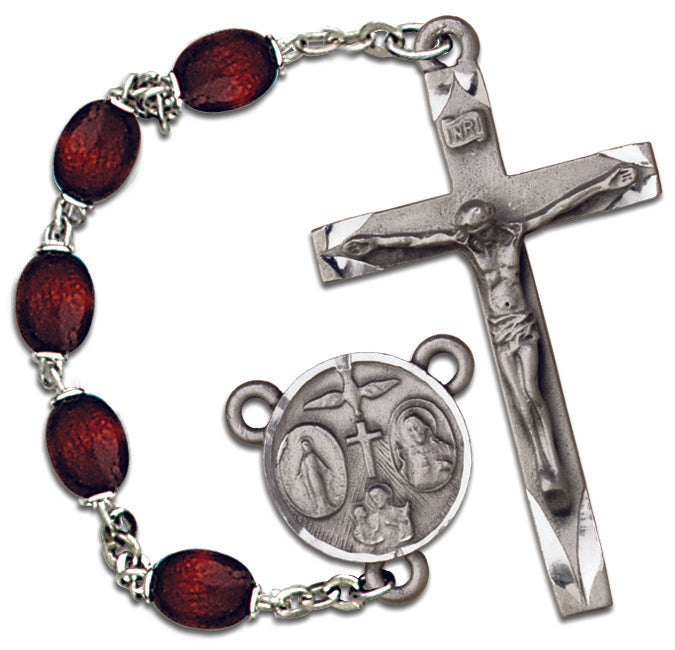 Men's Large Brown Catholic Rosary Beads, Wood Beads 6x8mm