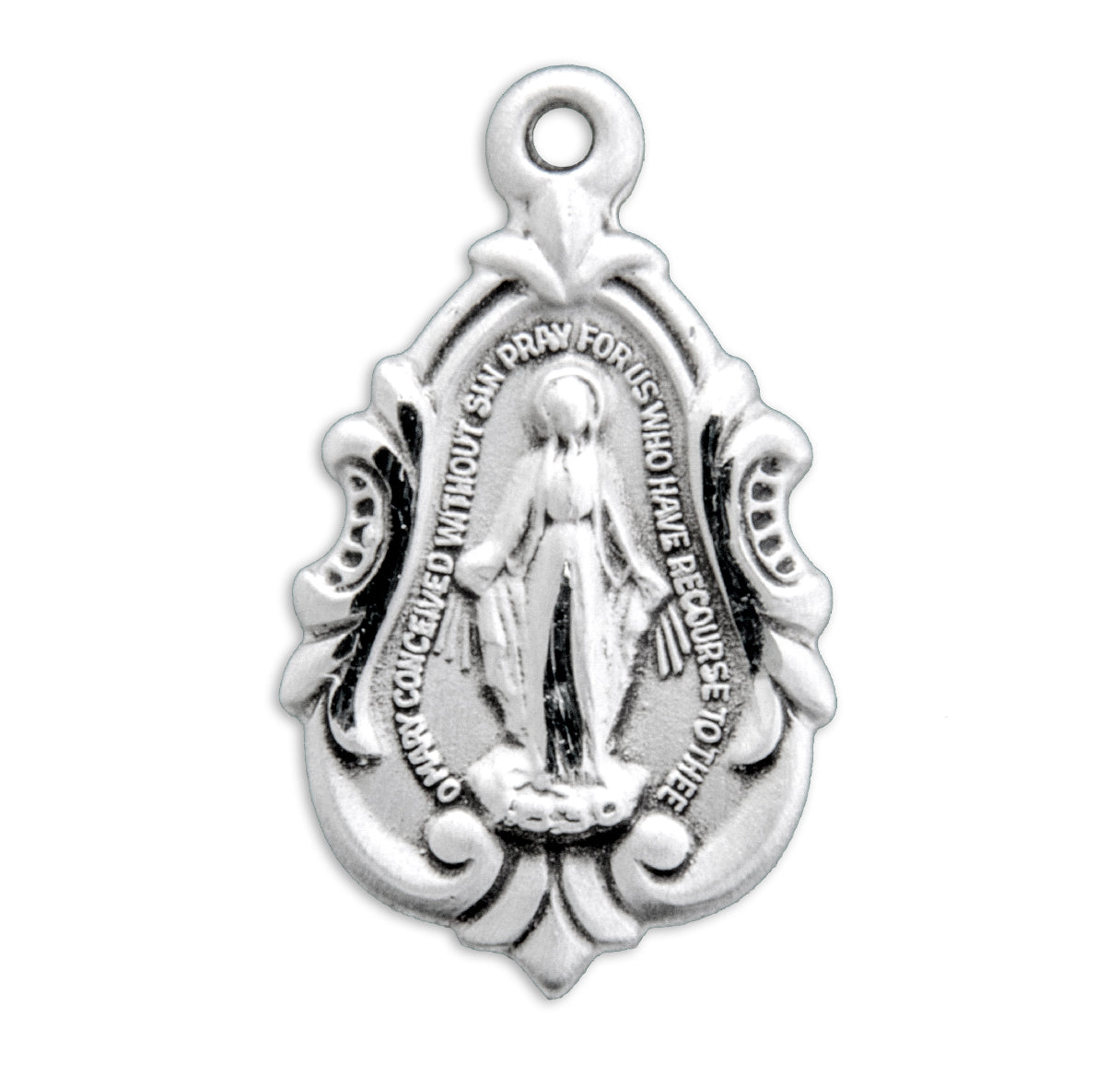 Sterling Silver Fancy Baroque Miraculous Medal Necklace