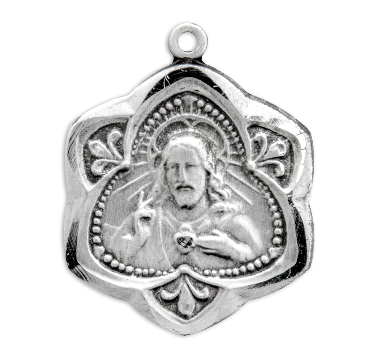 Sacred Heart of Jesus Sterling Silver Scapular Medal Necklace