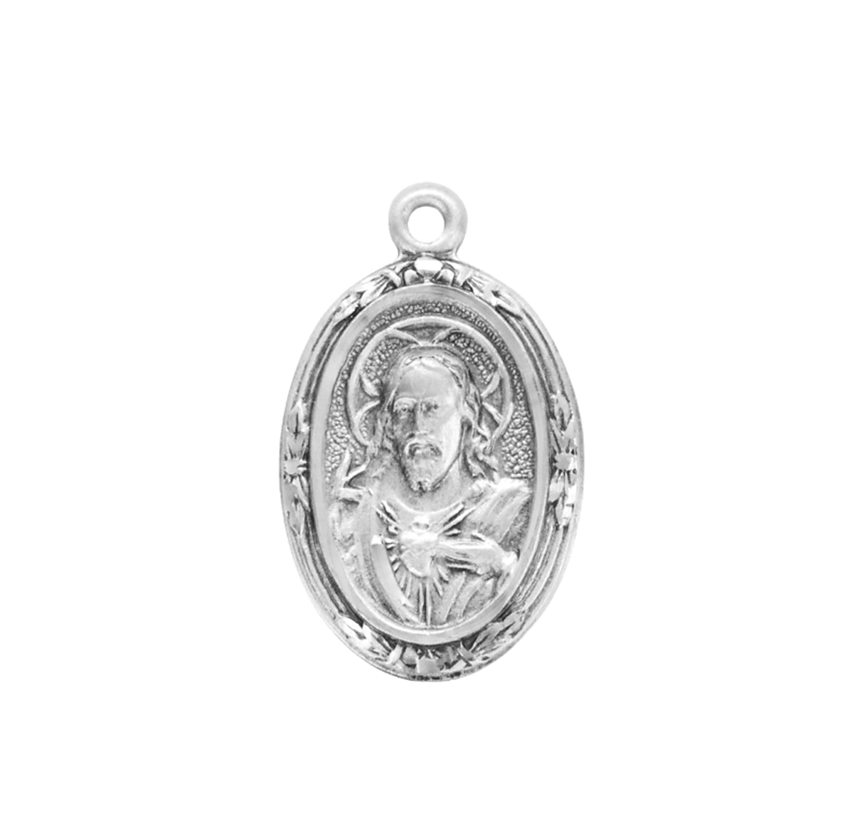 Sacred Heart of Jesus Sterling Silver Scapular Medal Necklace