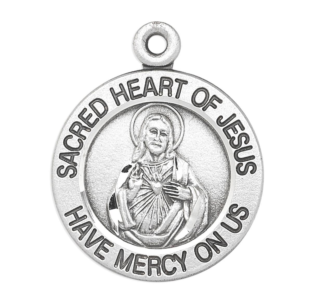 Sterling Silver Scapular Sacred Heart of Jesus Medal Necklace