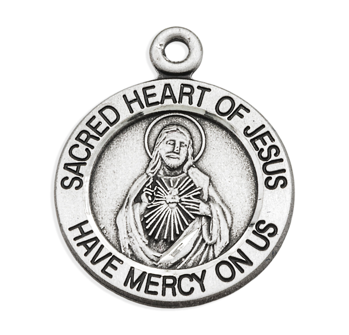 Sterling Silver Scapular Sacred Heart of Jesus Medal Necklace