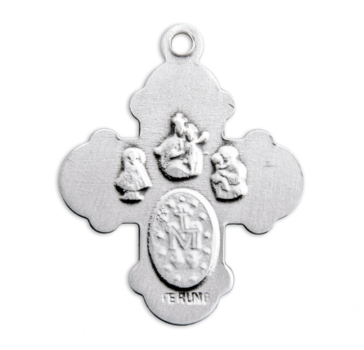 Extel Silver Catholic 4-Way Medal Cross Necklace Gift