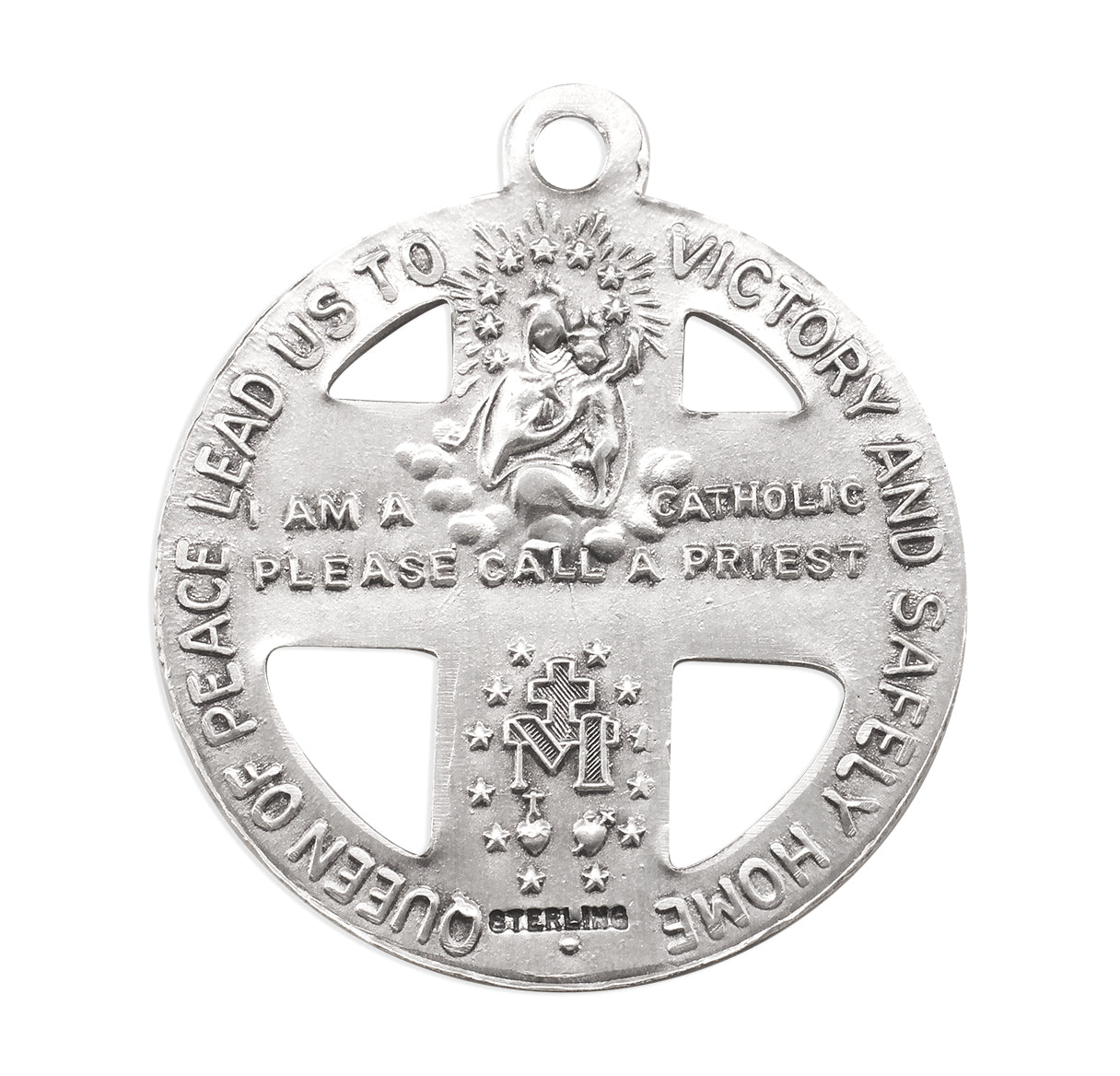 Extel Large Sterling Silver Enameled Military 4-Way Pendant