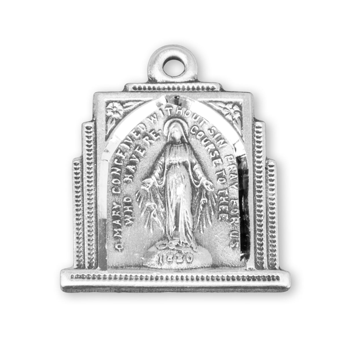 Sterling Silver Multi-Step Miraculous Medal Pendant Necklace