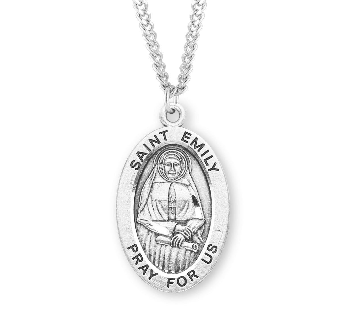St. Emily Sterling Silver Medal Necklace