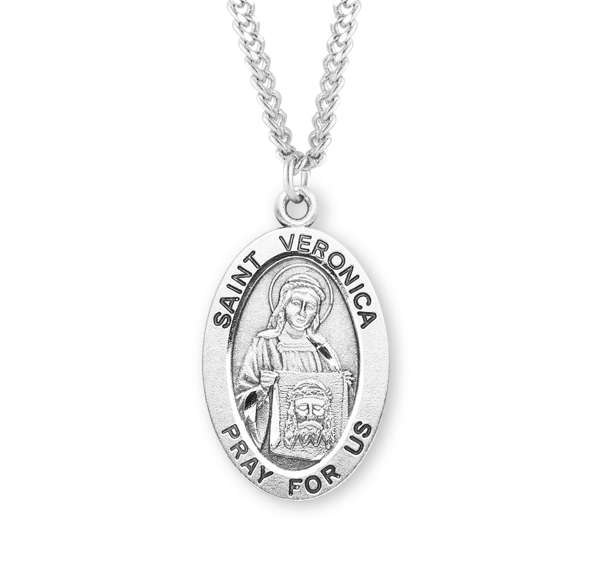 St. Veronica Sterling Silver Medal Necklace
