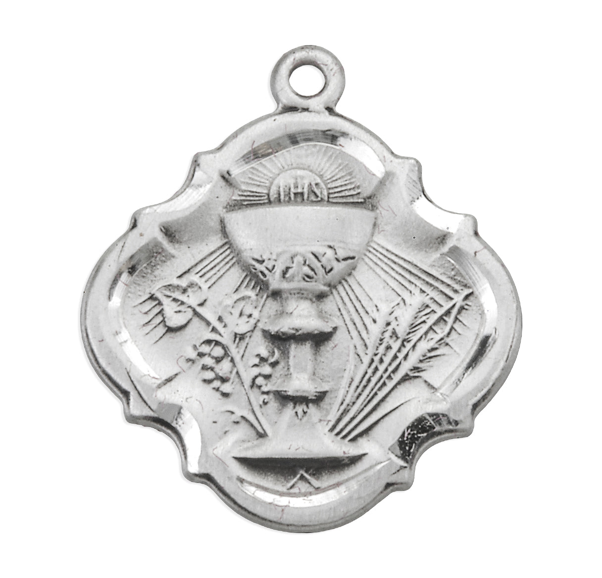 Sterling Silver Communion Baroque Medal with Chain Gift Set