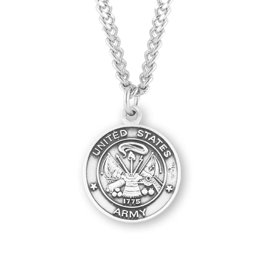 Extel Medium Sterling Silver Army Medal Pendant Necklace with St. Christopher on Reverse Side