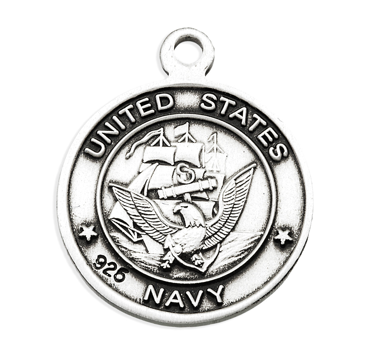 Extel Medium Sterling Silver Navy Medal Pendant Necklace