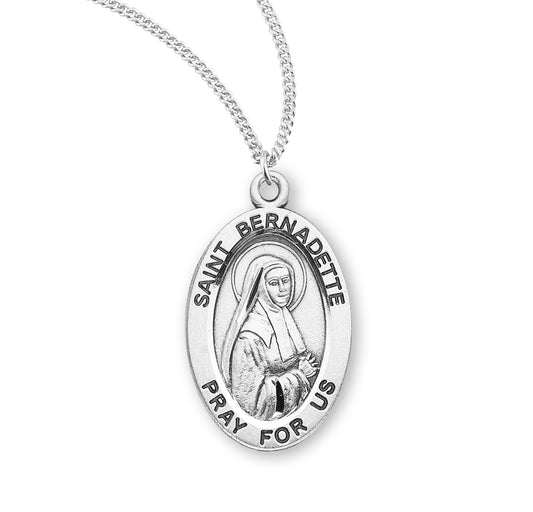 St. Bernadette Sterling Silver Medal Necklace
