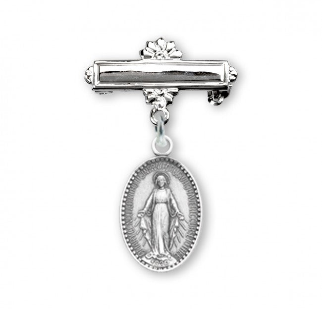 Extel Sterling Silver Baby Miraculous Pin, Catholic Baptism Gift, Made in USA