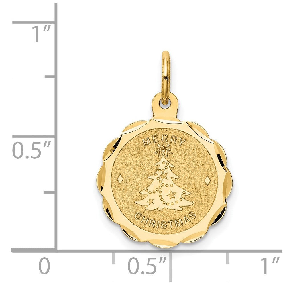 Extel Medium 14k Gold Merry Christmas Disc Charm Made in USA