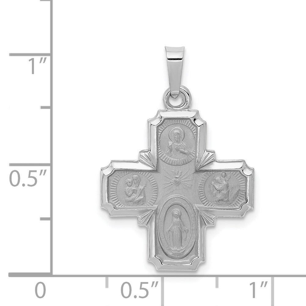 Extel Medium 14k White Gold Catholic Four Way Medal Charm