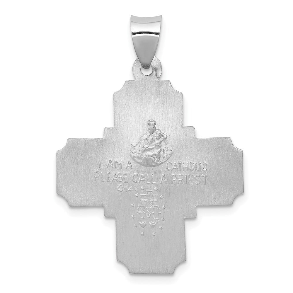 Extel Large 14k White Gold Catholic Four Way Medal Pendant