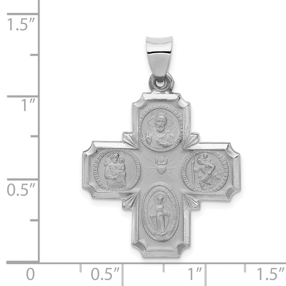 Extel Large 14k White Gold Catholic Four Way Medal Pendant