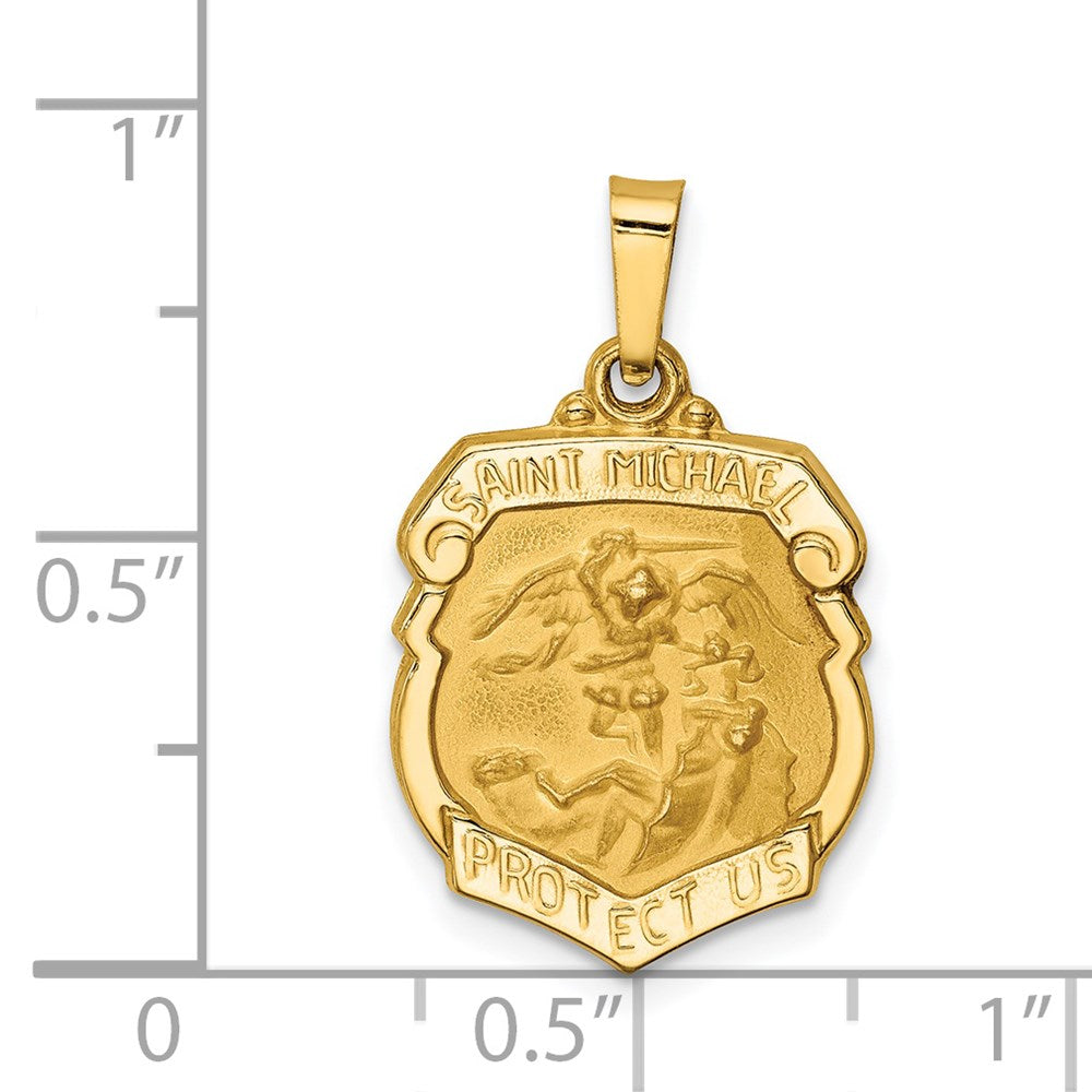 Extel Medium 14k Polished Satin Saint Michael Medal Pendant