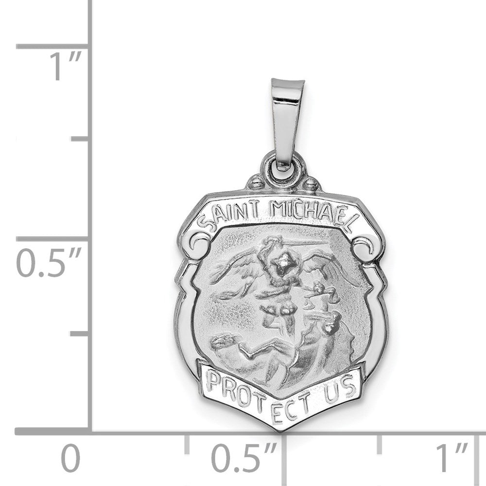 Extel Medium 14k White Gold St Michael Medal Pendant Charm