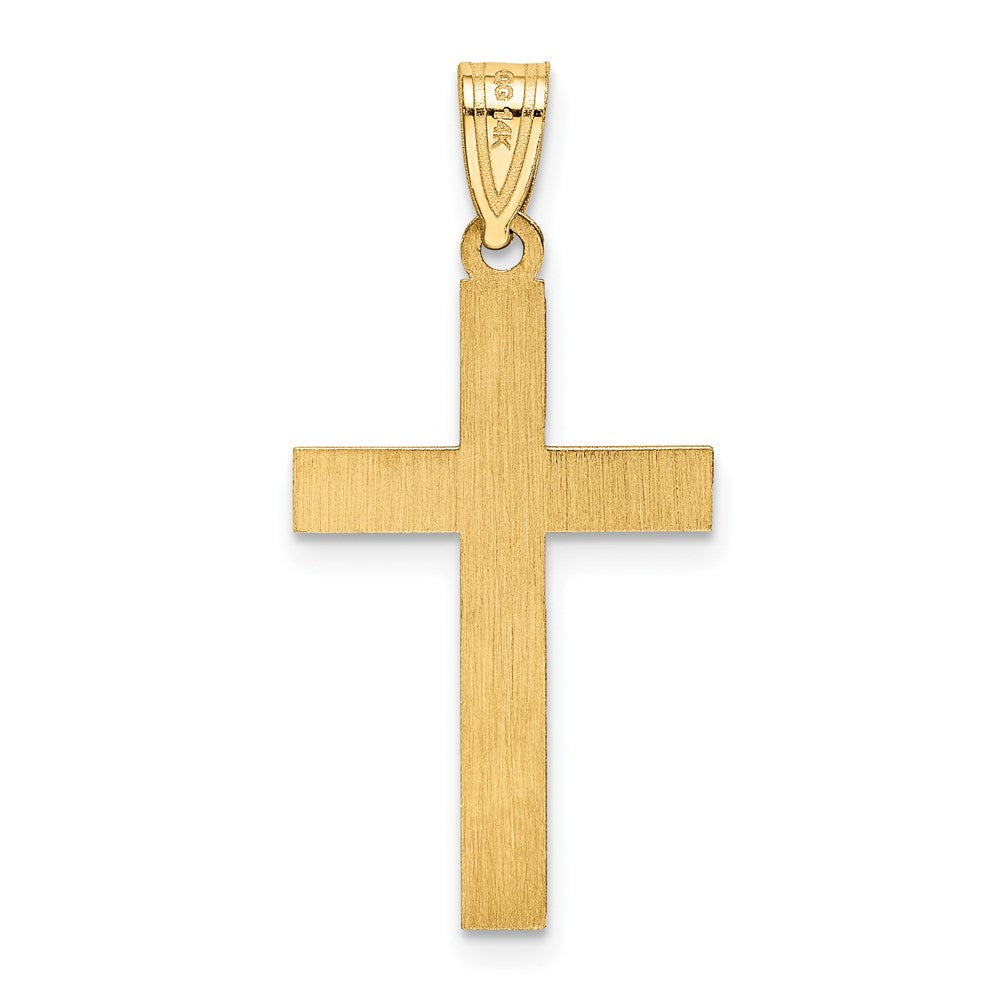 Extel Large 14k Gold Etched Floral Latin Cross Pendant