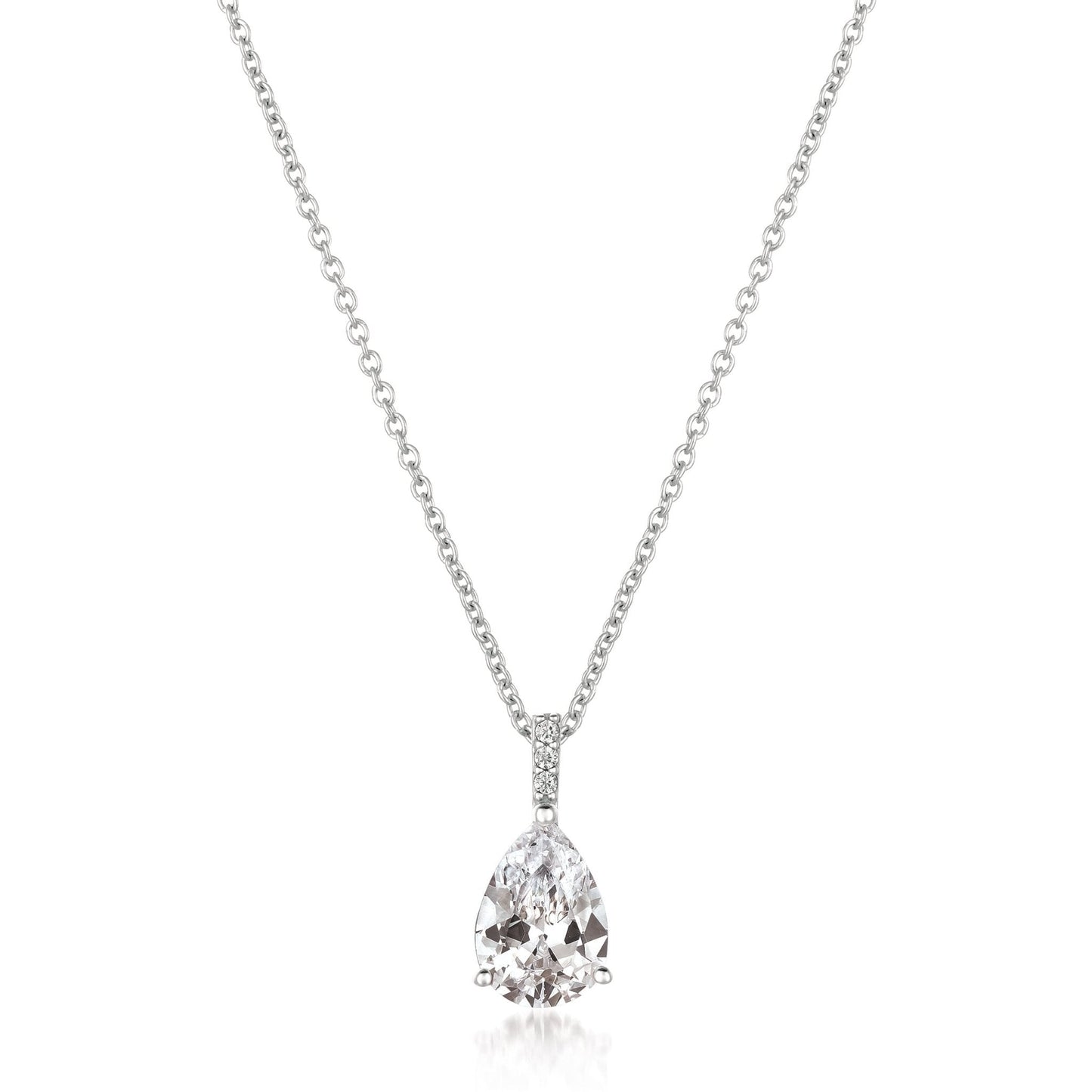 Crislu Accented Pear Pendant Finished in Pure Platinum Jewelry