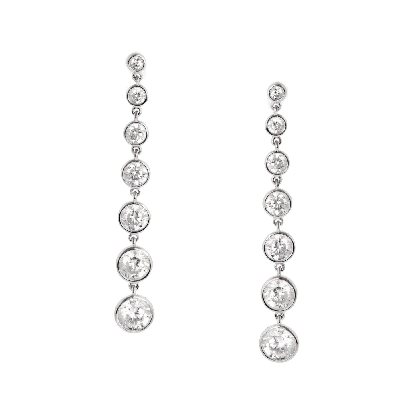 Crislu Bezel Set Drop Earrings Finished in Pure Platinum