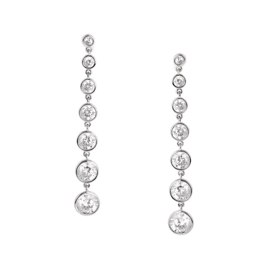 Crislu Bezel Set Drop Earrings Finished in Pure Platinum