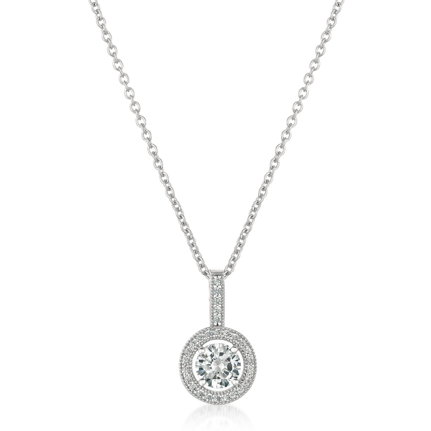 Crislu Brilliant Cut Halo Pendant Finished in Pure Platinum