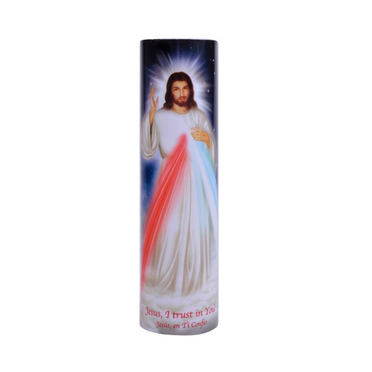 Saints Gift Collection Divine Mercy LED Candle Beautiful Religious Catholic Devotional LED Flameless Prayer Candle