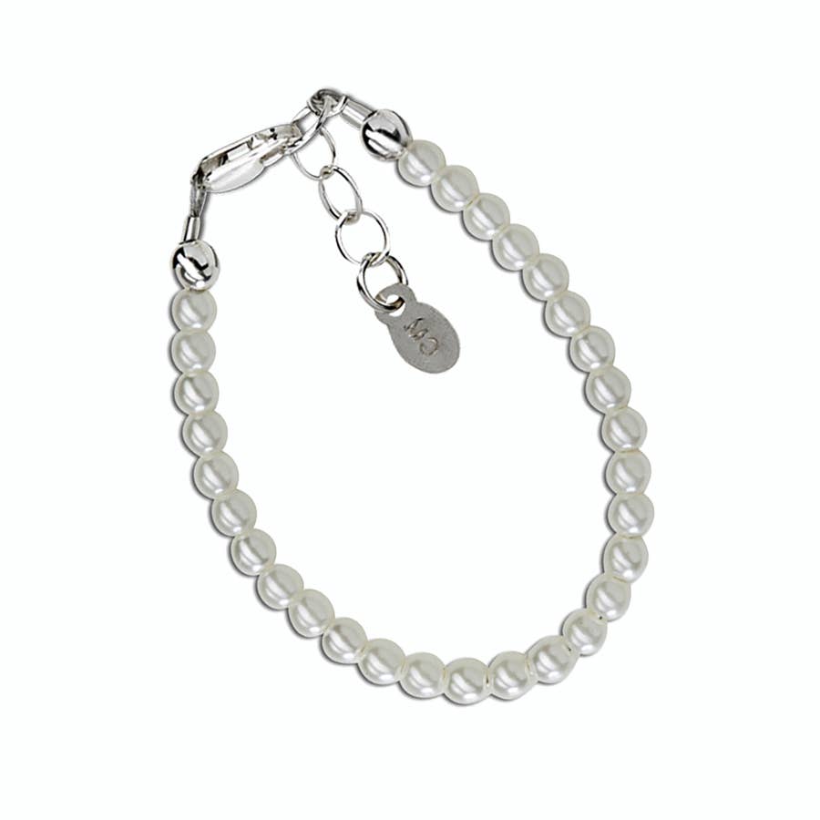 Girls Sterling Silver Dainty Pearl Baby Bracelet Small 0-12m