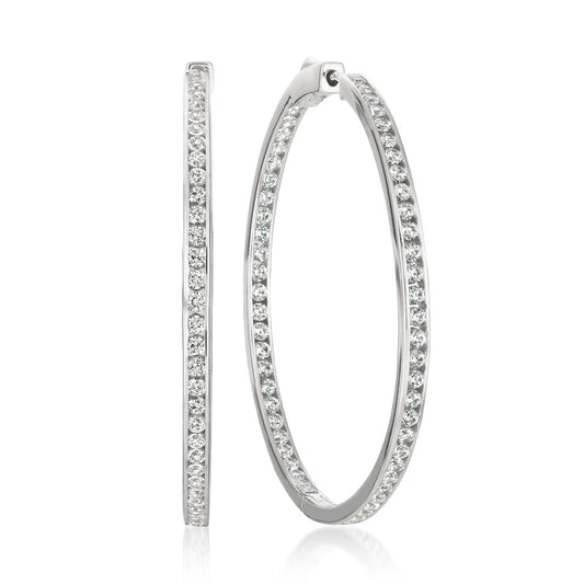 Crislu Classic Inside Out Hoop Earrings Finished in Pure Platinum - 1.5 Inches Diameter