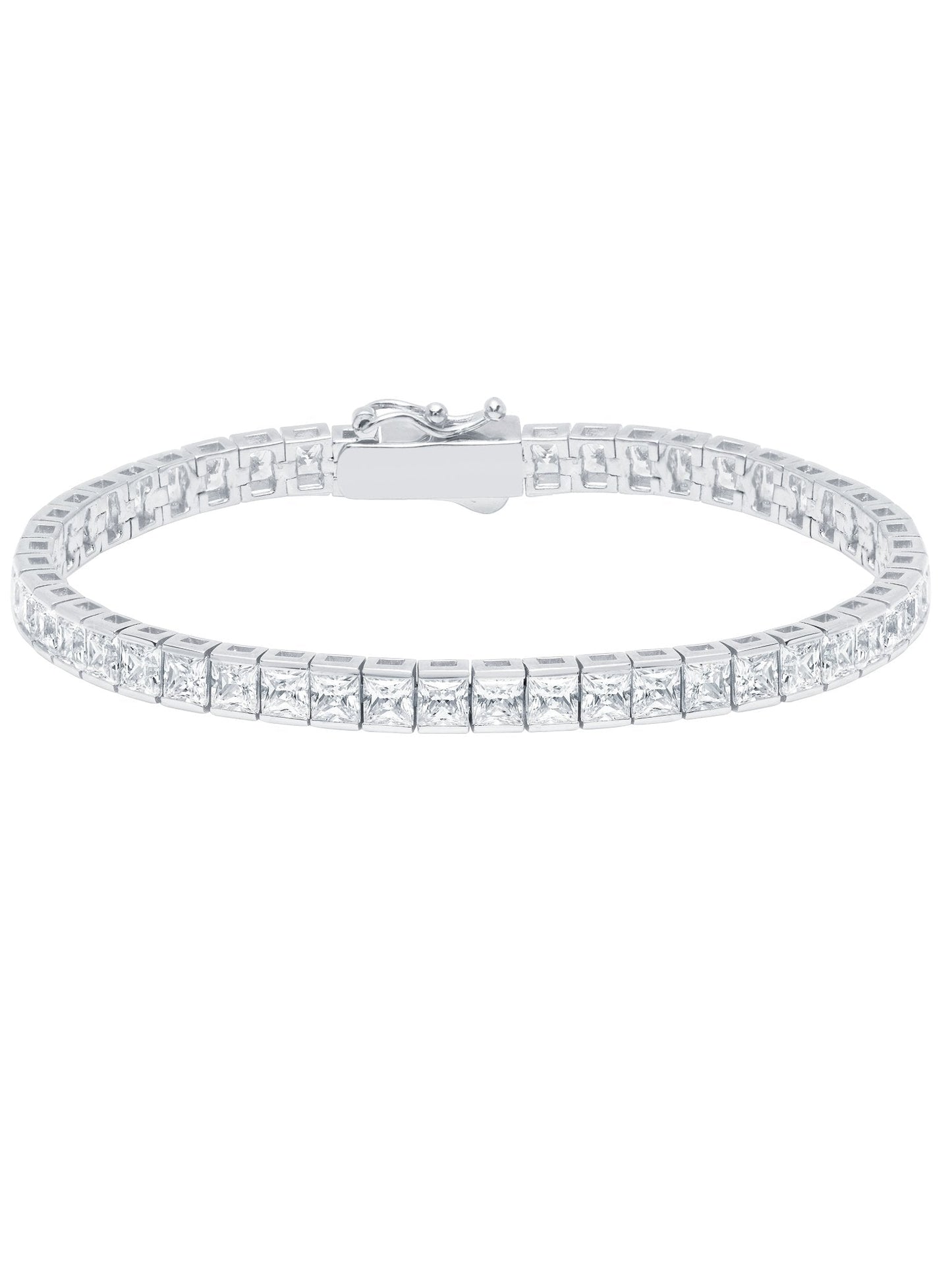 Crislu Classic Large Princess Tennis Bracelet Finished in Pure Platinum